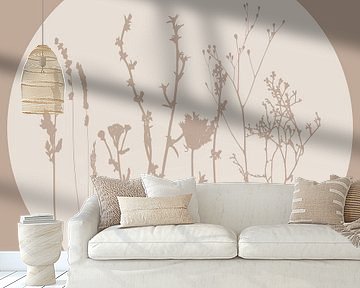 Scandinavische weide Minimalistische wilde bloemen in beige nr. 2 van Dina Dankers