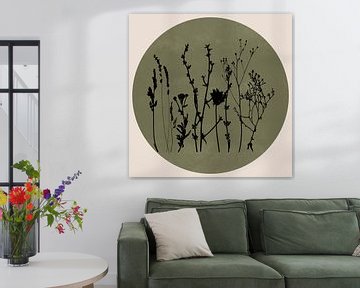 Prairie scandinave Fleurs sauvages minimalistes en vert sauge n° 7 sur Dina Dankers