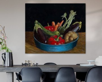 Back from market, vegetables, oil painting by Astrid van de Ven