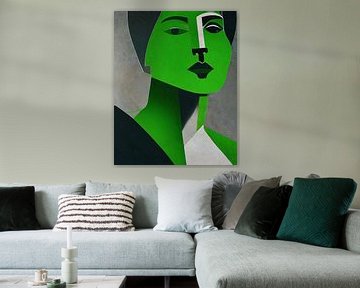 Portret van een vrouw in het groen van Jan Keteleer