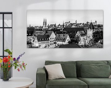 Nürnberg mit Kaiserburg und der Altstadt - Monochrom