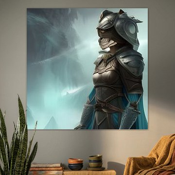 Guerrière fantastique de l'élément eau en armure