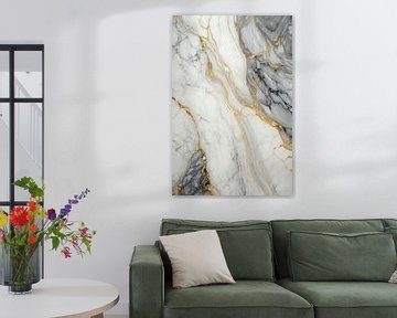 Marble Texture | White grey gold black by Digitale Schilderijen
