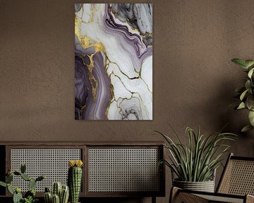 Marble purple gold white and black by Digitale Schilderijen