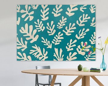 Inspired by Henri Matisse Seaweed Coral Teal by Mad Dog Art