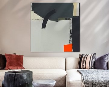 Moderne Abstraktion in Schwarz, Grau, Weiß und Orange von Studio Allee