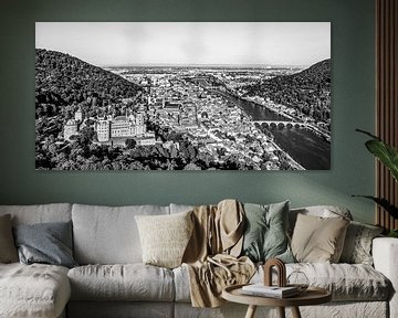 Heidelberg with Heidelberg Castle - Monochrome by Werner Dieterich