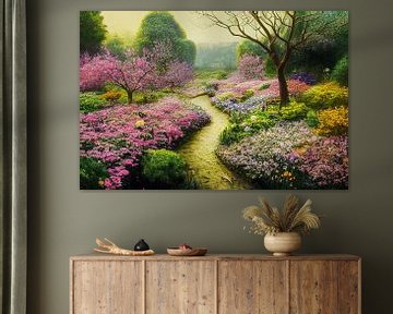 Farbenfroher Garten im Frühling Illustration von Animaflora PicsStock