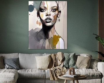 Abstract portret in pastelkleuren van Studio Allee