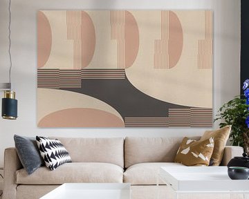 Retro architectuur. Abstracte geometrische kunst in roze en grijs van Dina Dankers