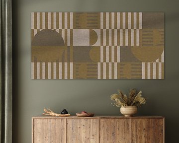 Retro Architecture. Abstract geometric art in gold and green by Dina Dankers