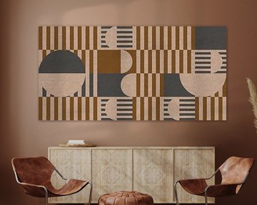 Retro Architecture. Abstract geometric art in gold and grey by Dina Dankers