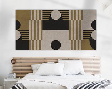 Retro Architecture. Abstract geometric art in black and gold by Dina Dankers