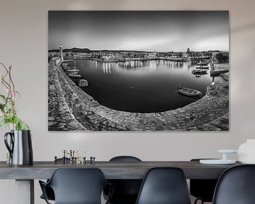 Port of Rethymnon on Crete in Greece in black and white. by Manfred Voss, Black-White Photography