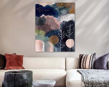 Modern abstract in aardetinten en pastel van Studio Allee