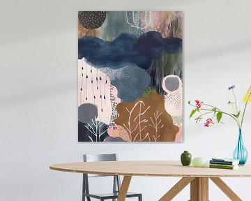 Modern abstract in aardetinten en pastel van Studio Allee