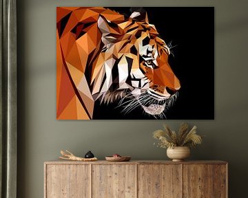 Seite Tiger Close Up in Lowpoly abstrakte Illustration von Yoga Art 15