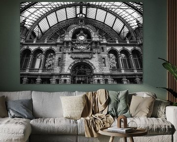 Antwerpen Centraal Station Achteringang Wapen Zwart en Wit van marlika art