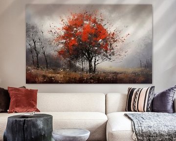 Red Tree Painting by Preet Lambon