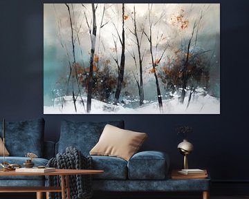 Winter Bos Modern Schilderij van Preet Lambon