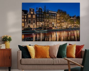 Sailing in the evening on Amsterdam's Herengracht by Jeroen de Jongh