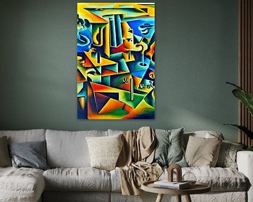 Abstracte muurschildering X van ArtDesign by KBK