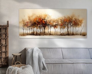 Peinture abstraite moderne Panoramique forêt d'automne sur Preet Lambon