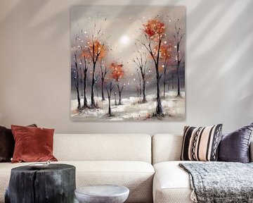 Autumn Forest Modern Abstract Painting