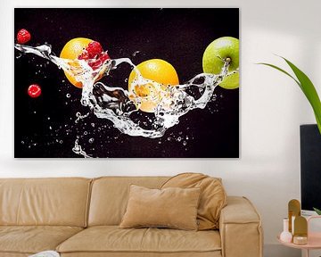 Fruits in a splash of water, Art illustration by Animaflora PicsStock