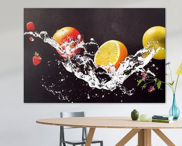 Früchte im Wasserspritzer, Art Illustration von Animaflora PicsStock
