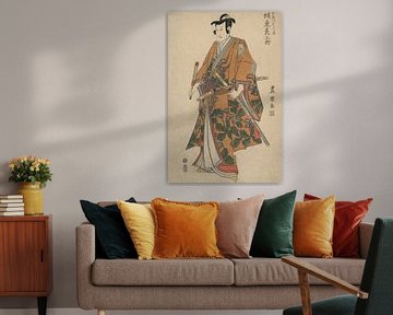Japanese art ukiyo-e. Retro woodcut of a samurai by Dina Dankers