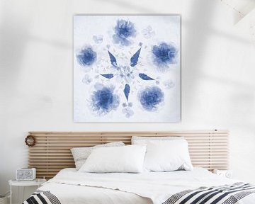 Flowers from your own garden in delft blue style by Francis Dost