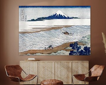 Japanse kunst ukiyo-e. De Juweelrivier in de Musashi Provincie door Hokusai. Vintage woodblock print van Dina Dankers
