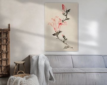Art japonais. Grande fleur rose sur une tige ... par Katsushika Hokusai. sur Dina Dankers