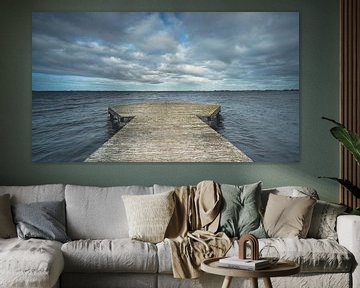 Boat mooring and recreation area for swimmers on the Frisian Lakes by Fotografiecor .nl