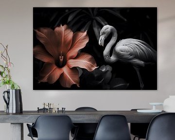 Flamingo met bloem van Uncoloredx12