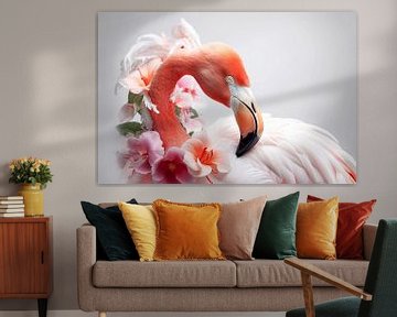 Flamant rose avec fleur sur Uncoloredx12