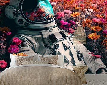 Astronaut im Blumenfeld von drdigitaldesign