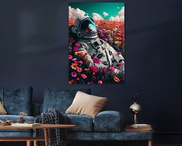 Astronaut in a Field of Flowers by drdigitaldesign