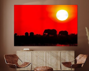 Elephants evening in Africa by W. Woyke