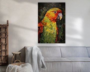 Mosaïque de perroquets sur Digitale Schilderijen