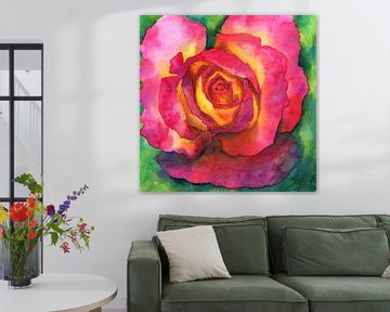 Wunderschöne Rose Aquarellgemälde von Karen Kaspar