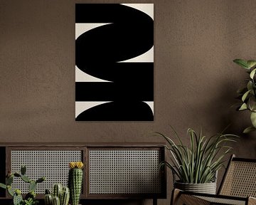 Black Shapes Retro Minimalist Art I by Dina Dankers