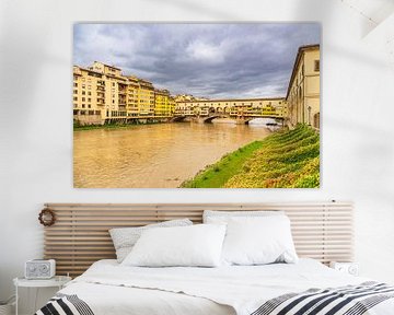 View of the Ponte Vecchio bridge in Florence, Italy