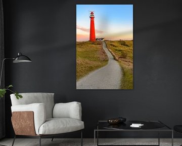 Vuurtoren van Schiermonnikoog in de duinen tijdens zonsondergang van Sjoerd van der Wal Fotografie