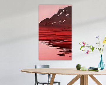 Water kabbelt over rotsen IV rood