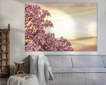 Japanse kersenbloesems in de zonsondergang van Besa Art