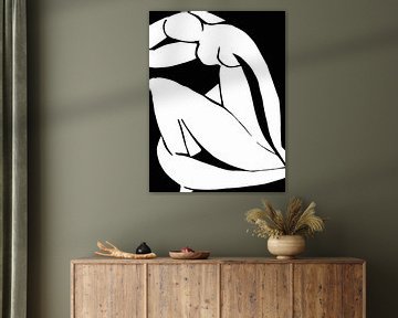 Zwart-wit naakt geïnspireerd door Henri Matisse van Mad Dog Art