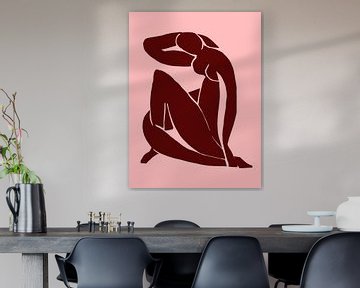 Akt auf Raspberry Blush inspiriert von Matisse von Mad Dog Art