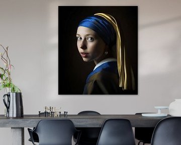 The girl with the pearl earring, a modern portrait after Johannes Vermeer by Roger VDB